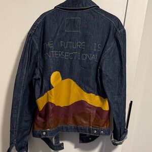 Levi's Blue Jean Jacket with Hand embroidered and painted design